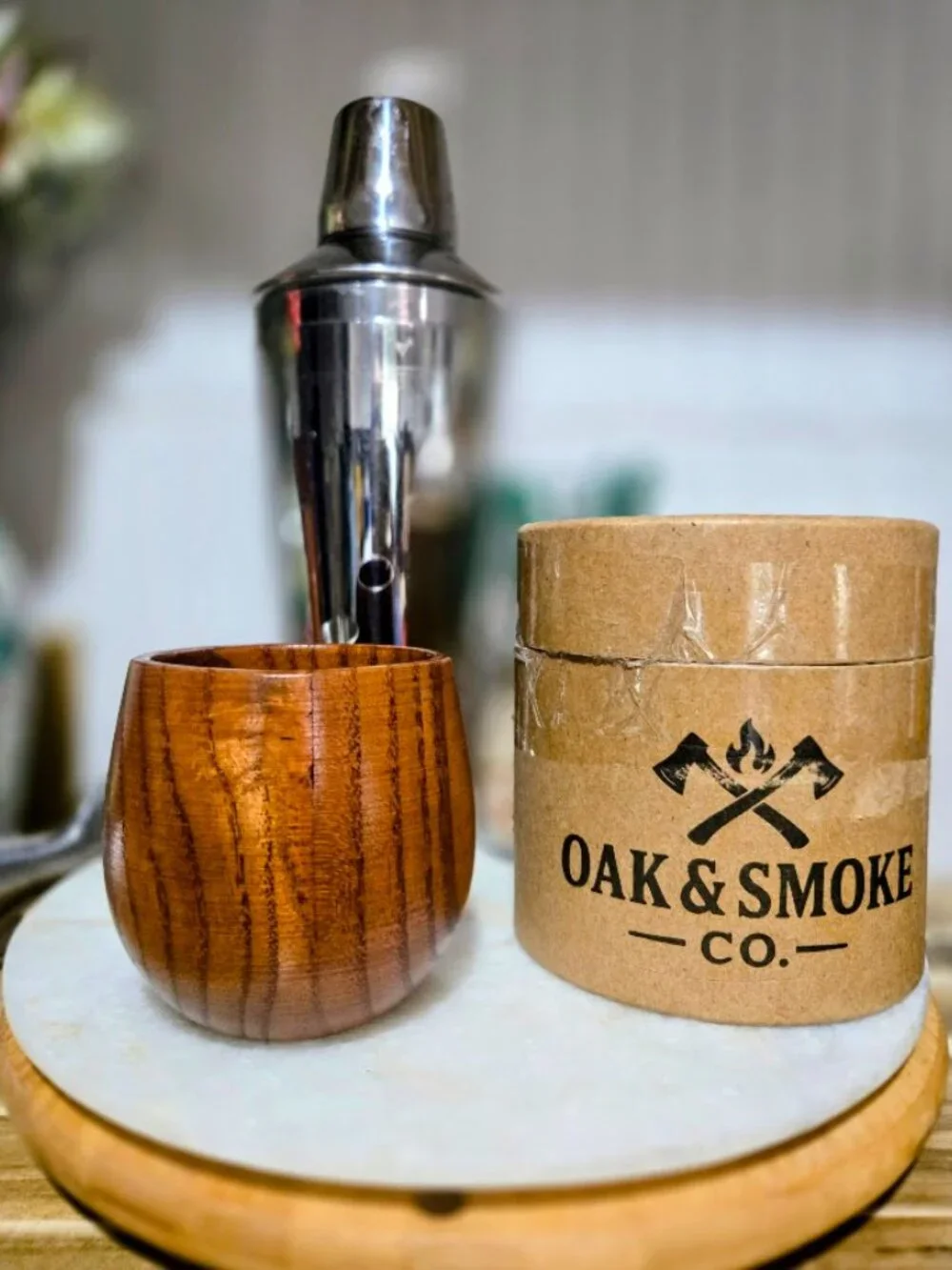 NWT Oak & Smoke Co Handcrafted Wood Whiskey Cup 250ml